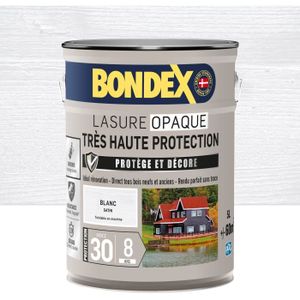 PEINTURE - VERNIS Lasure opaque Très haute protection - Blanc satin - BONDEX - 5 L