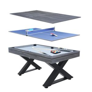 TABLE TENNIS DE TABLE TEXAS - Table multi-jeux en bois gris ping-pong et
