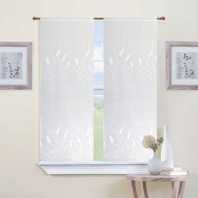 Rideau Cuisine Transparent Motif Tournesol Yujiao Mao - Style Campagne 60x120cm Blanc