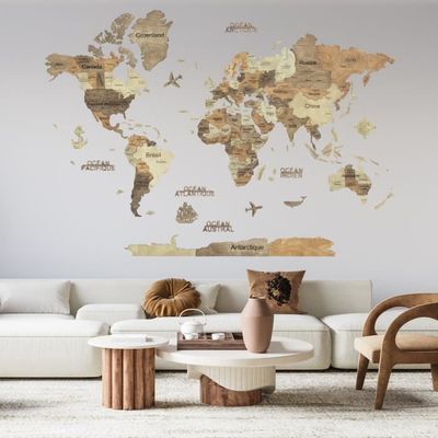 Décoration Murale  Carte du monde en bois 3D Ambrée M (100*70 cm)  Creatifwood - Cdiscount Maison