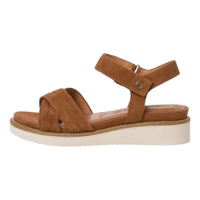 Sandales plates en cuir Tamaris Femme couleur cognac Cognac Cdiscount Chaussures