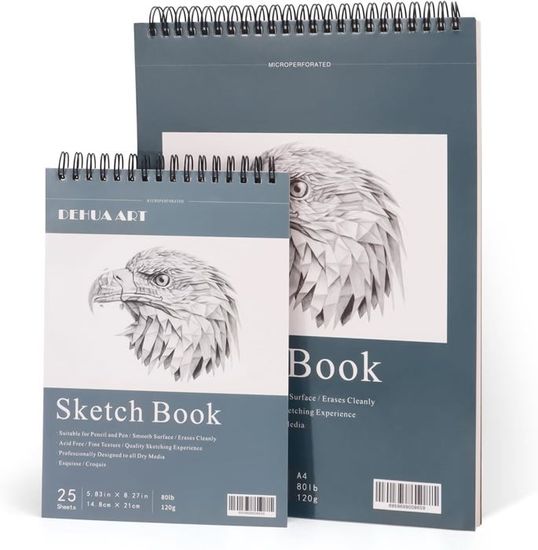 Lot De 3 Carnets De Croquis A5 à Spirales - Papier 160g/m², Couverture Rigide, Idéal Dessin Et Art