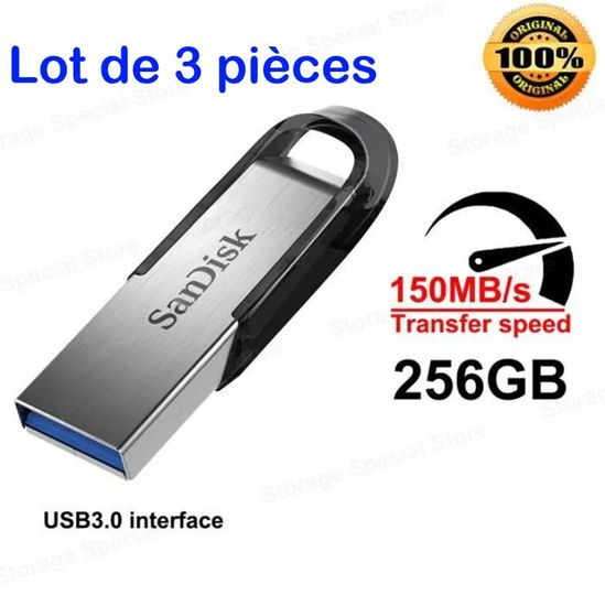 SanDisk Ultra 256Go Clé USB 3.0 - Vitesse 130 Mo/s | Noir & Sécurisée Par Mot De Passe