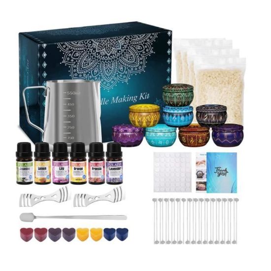 LDUMODUW Kit de fabrication de bougies à faire soi-même, pour adultes débutants, bougie parfumée à faire soi-même, avec cire d'abeille, 625 g, 16 colorants, verres de 16 oz, boîtes de mèches de LDUMODUW Kit de fabrication de bougies à faire soi-même, pour adultes débutants, bougie parfumée à faire soi-même, avec cire d'abeille, 625 g, 16 colorants, verres de 16 oz, boîtes de mèches de