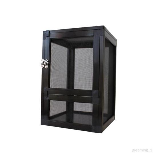 Terrarium Reptile PawHut 50x30x25 Cm – Verre Transparent, Couvercle Coulissant Grillagé, Avec Thermomètre Et Distributeur D'eau