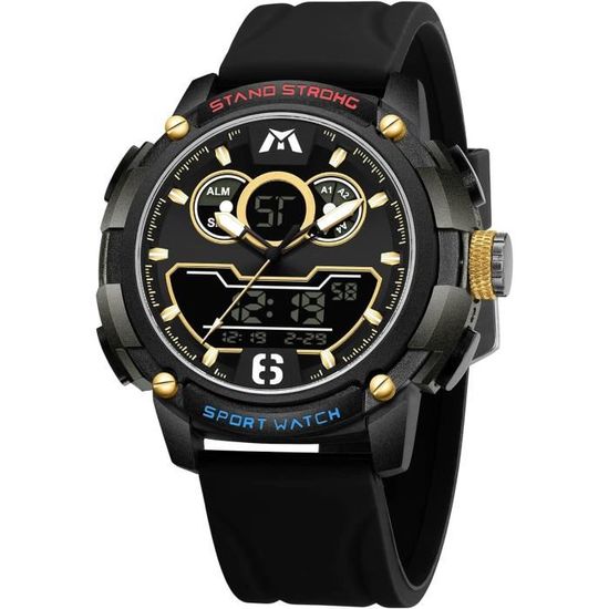 Montre Homme Digitale Militaire CIVO - Étanche 50m - Mouvement Japonais - LED - Silicone - 50mm