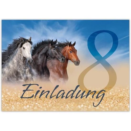 Lot De 12 Cartes D'invitation Pour 8e Anniversaire D'enfant, Huitième