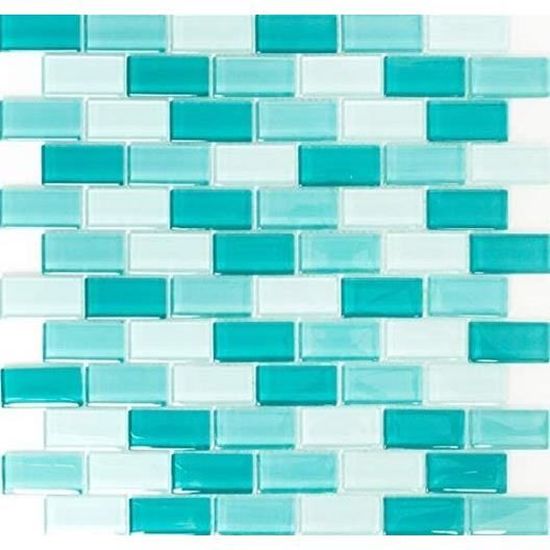Bordure Mosaïque Plume De Paon Bleu Clair/foncé – Pâte De Verre 48x298mm – WB78BOR-W78