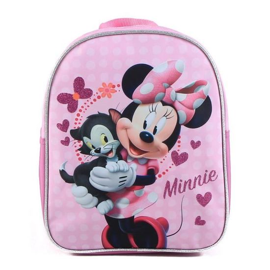 Sac à Dos Maternelle Minnie Mouse - Taille Regular (18x22x8 Cm), Polyester Pelucheux, Licence Disney Officielle