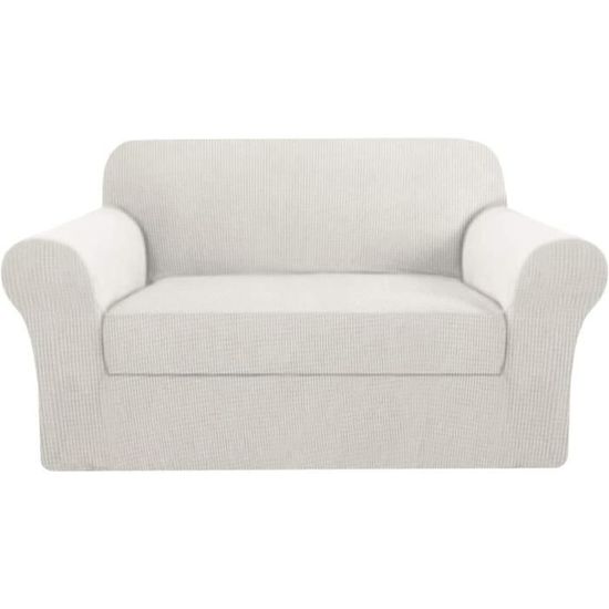 CYCMACO Housse De Canape Velour 2 Places, Housse Canape Extensible Avec Accoudoirs, Universelle Sofa Cover Antidérapante, Protection Couvre Canapé Anti Poils Animaux, Lavable, Bleu Paon