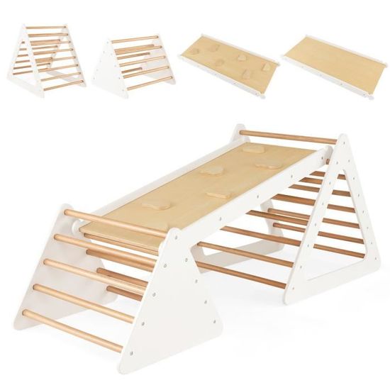 7 En 1 Triangle D'escalade Montessori Enfants Avec Rampe Double Face, Arc D'escalade Montessori En Bois Hêtre, Charge Max 50KG, Pour 1 An , Coloré | Leroy Merlin