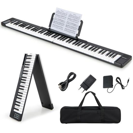 DREAMADE Piano Numérique Pliable, Piano Électrique Pliable avec 88 Touches&  Bluetooth, MIDI, Pédale, pour Débutants, Noir - Cdiscount Instruments de  musique