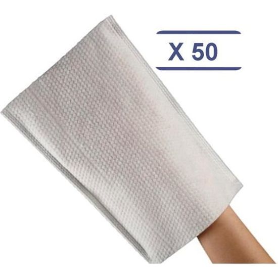 100 Gants De Toilette Gaufrés Jetables - Non Tissés Molletonnés 80g - Hygiéniques Et Absorbants