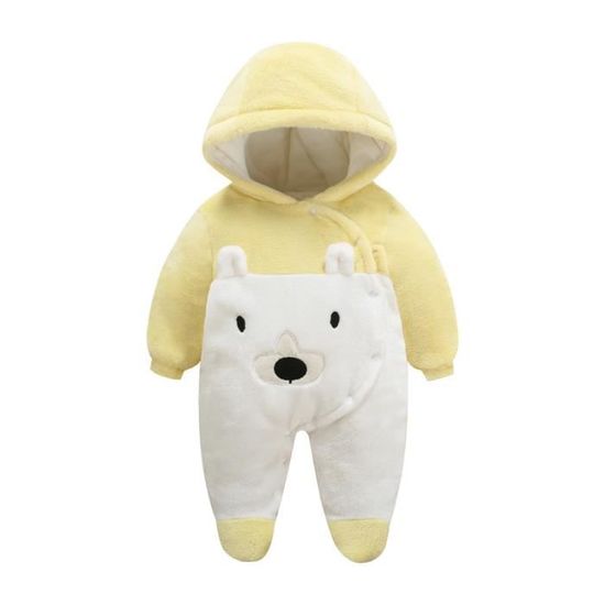Combinaison à Capuche Velours Pour Bébé Nouveau-né - Pyjama Chaud D'hiver Unisexe, 0-18 Mois