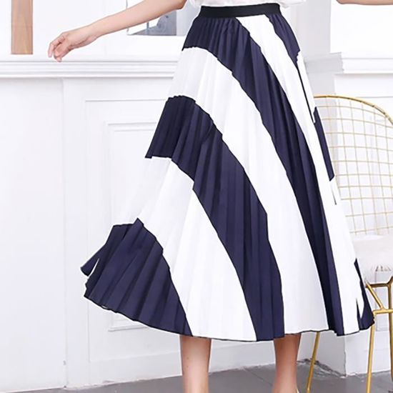 Jupe Longue Plissée Rétro - Taille élastique, Tissu Coton-lin, Ourlet Large - Style Ouvert Devant - Femme - 5