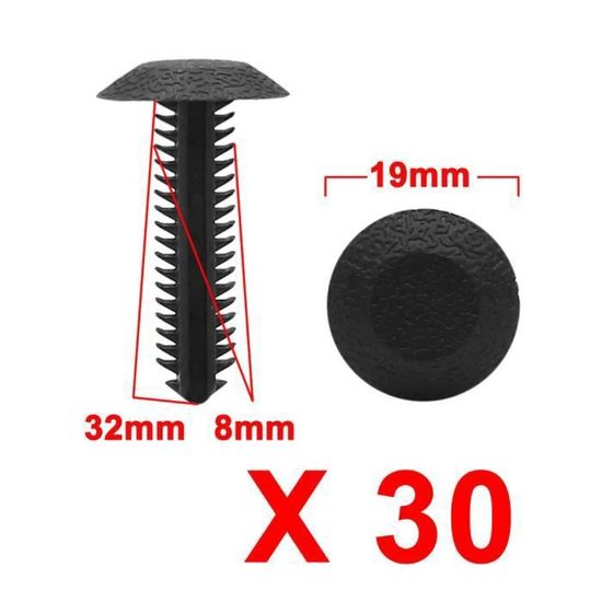 100 Rivets Plastique 6mm Pour Voiture - Clips Fixation Tapis, Pare-chocs, Garniture