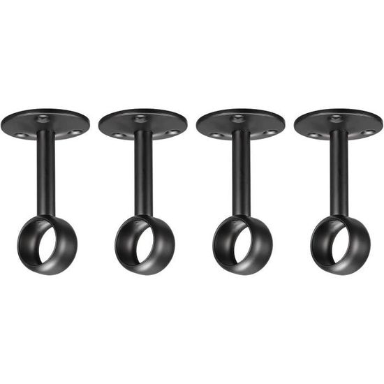 Embouts De Tringle à Rideaux GARDINIA - Lot De 2, Métal Noir Mat, Pour Tringle De 16mm - Montage Clip Facile