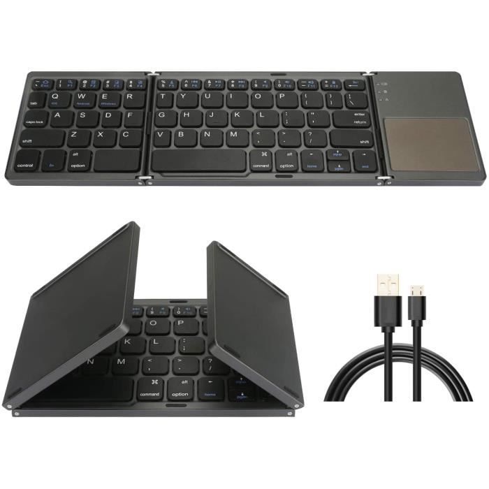 Clavier Bluetooth pliable avec pavé tactile ⌨️✨, Travaillez facilement sur votre téléphone, tablette ou ordinateur grâce à ce clavier pliable, compact et sans fil., Facile à transporter, il se