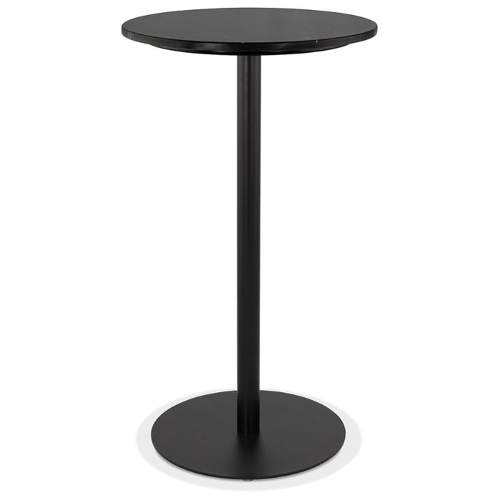 Table haute ronde 'CORY ROUND' en marbre et métal noir - 60x60 cm
