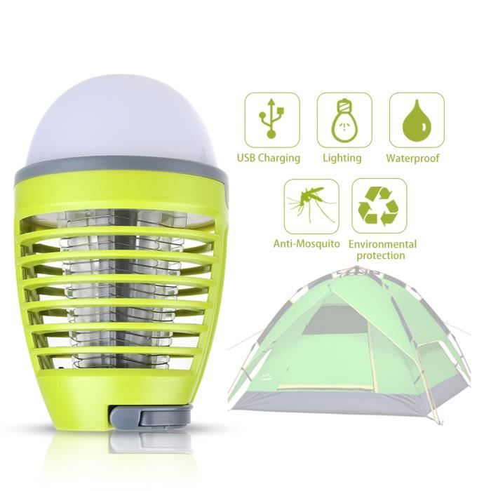 Anti-Moustiques Lanterne Exterieur Lampe 2 en 1 sans Fils Pièges à Moustiques 3W Éclairage 4WLampe Lanterne Camping Imperméable IP44