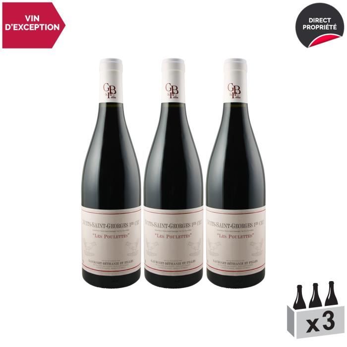 Nuits-Saint-Georges 1er Cru Les Poulettes Rouge 2018 - Lot de 3x75cl - Domaine Gavignet-Béthanie et Filles - Vin AOC Rouge de Bourgo