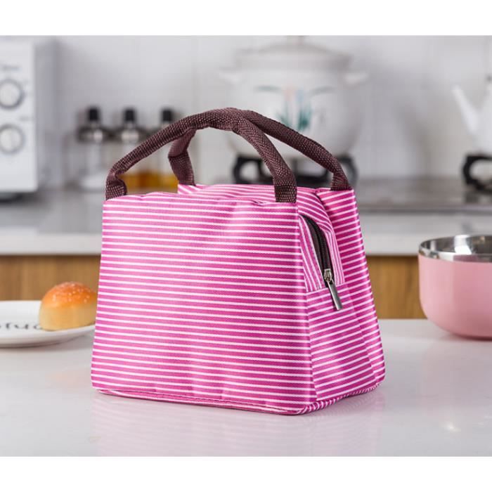 20pcs Sac à lunch isolé pique-nique -travail pour hommes et femmes-Sac fourre-tout,Gardez au chaud gardez la glace-Rose rouge