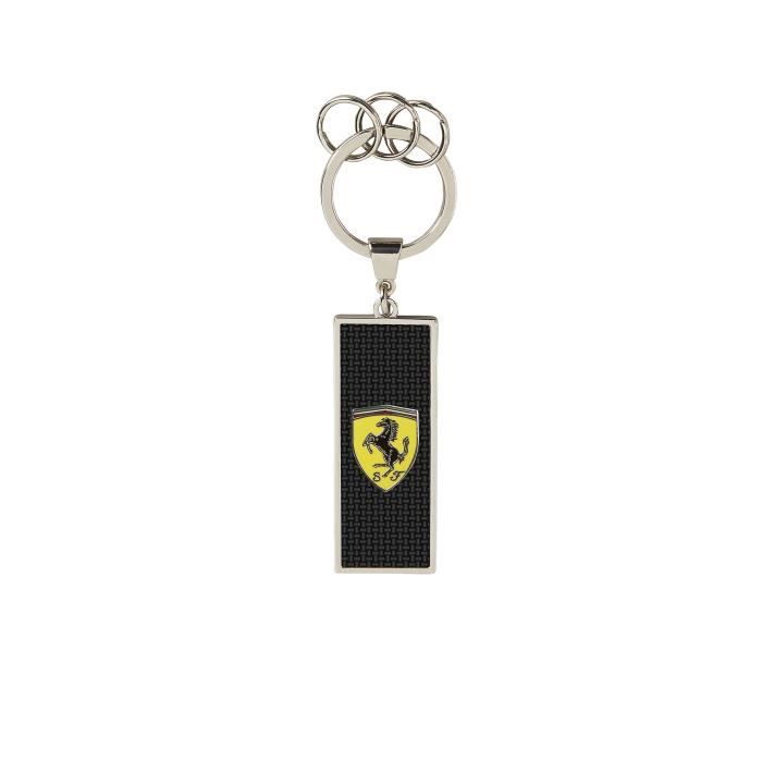 Porte clés FERRARI Logo métal effet carbone