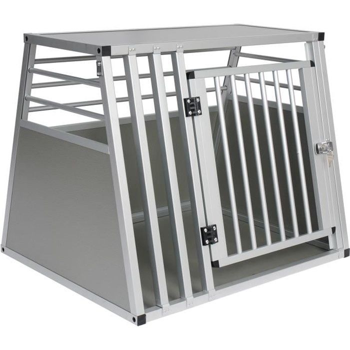 EUGAD Cage de transport pour chien en aluminium, Caisse de transport, Boîte de transport,Boîte de voyage, 80x65x65cm, Argent