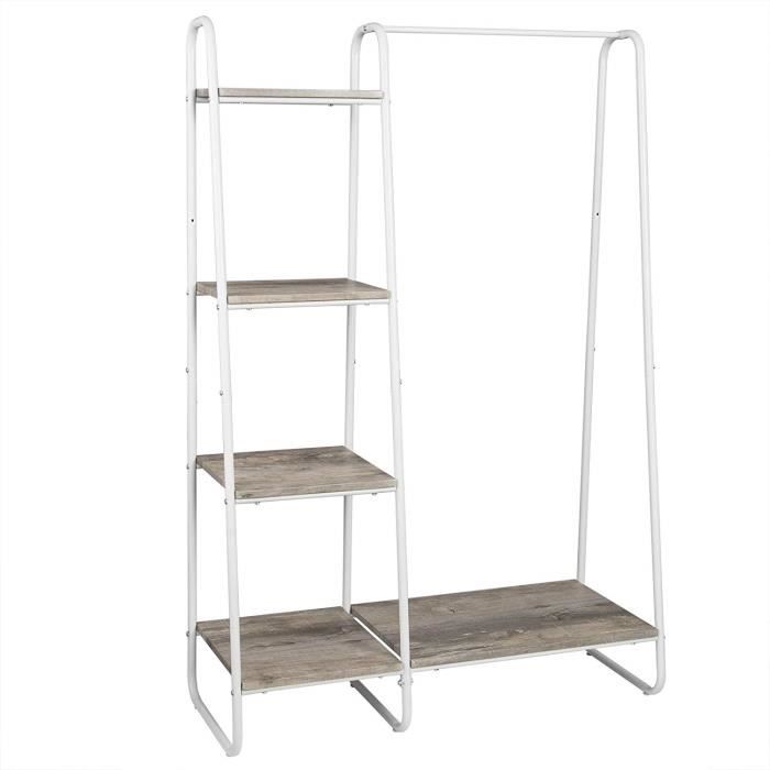 EUGAD Porte-Manteau avec étagères de rangement en MDF et métal 102x39.5x150cm Gris