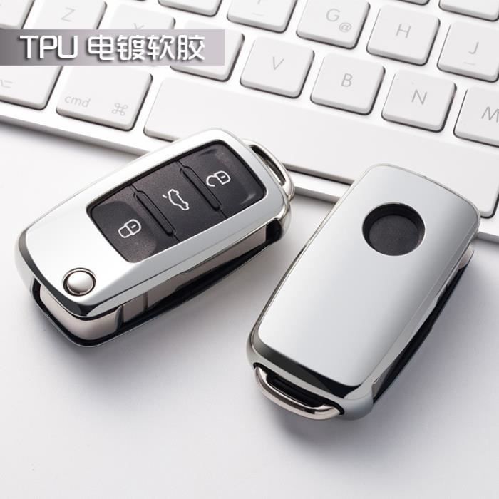 Étui souple en TPU pour Vw Jetta Golf Passat Beetle Polo Bora 2-3, couvercle de clé plaqué brillant, a A-sliver