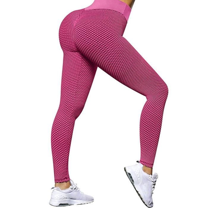 Pantalon de yoga Tight taille haute transparente Sport Gym Jambières Tummy contrôle Rosé S