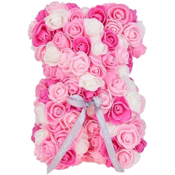 FLEUR-PLANTE ARTIFICIELLE - FLEUR SECHEE Domybest Ours Rose Eternelle 28cm Ours Rose Artificielle Couleur Mixte Ours Saint Valen416