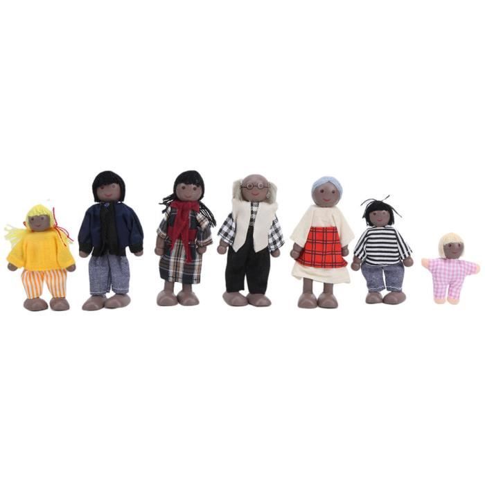 Fdit jouets de poupée Figurines de poupée de famille pin miniature personnes jouet ensemble ornement accessoire de maison de