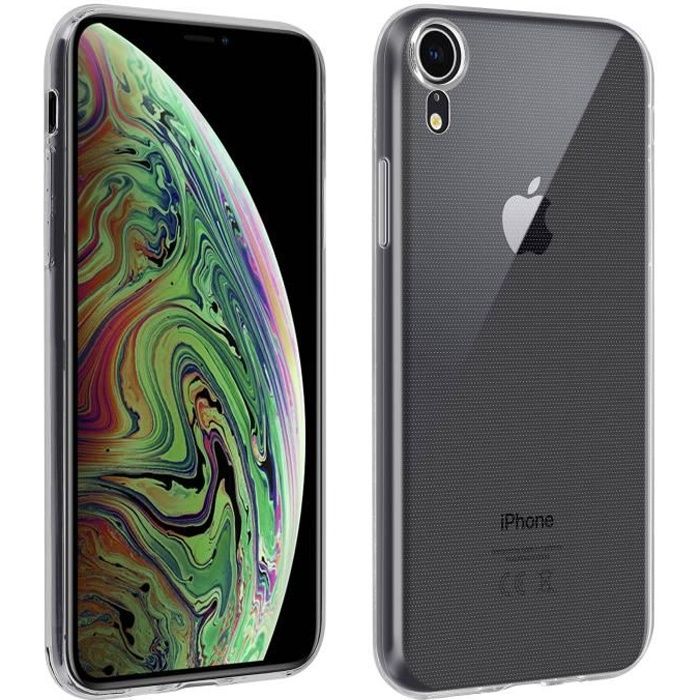 Coque Arrière + Film Verre Trempé écran iPhone XR - Contour noir