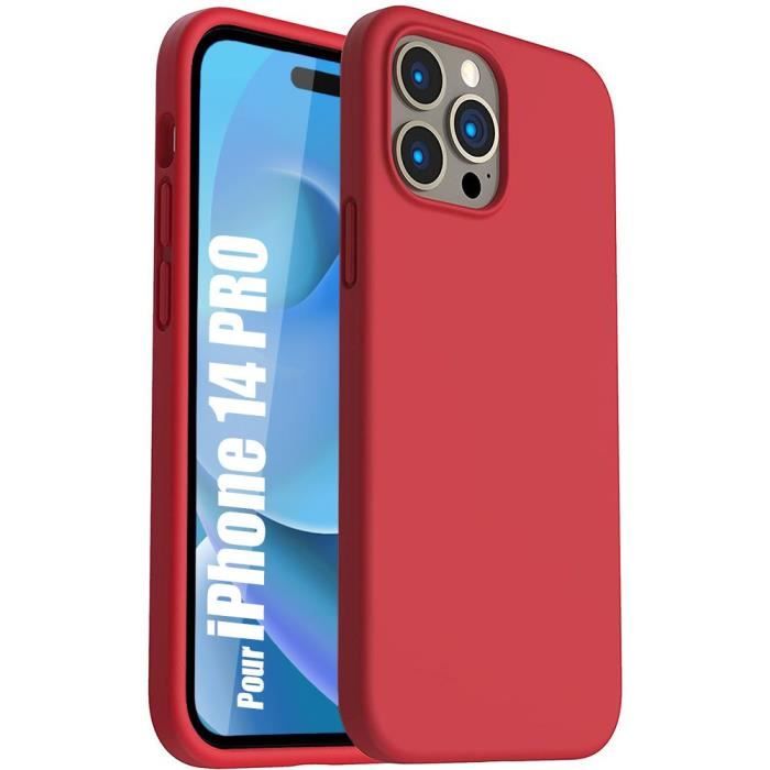 Coque Silicone pour iPhone 14 Pro Rouge Mat Antichoc