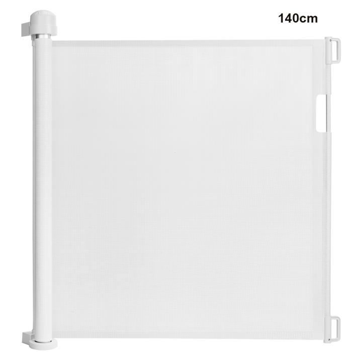 HENGMEI Barrière de Sécurité Rétractable pour Bébés (0 à 140 cm) Extensible et Enroulable d'Escaliers et Portes, Blanc