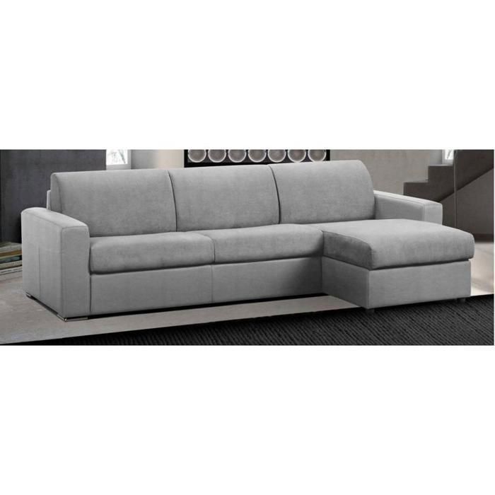 Canapé d'angle réversible EXPRESS MASTER COUCHAGE 160cm MATELAS 18CM polyuréthane gris gris Microfibre Inside75