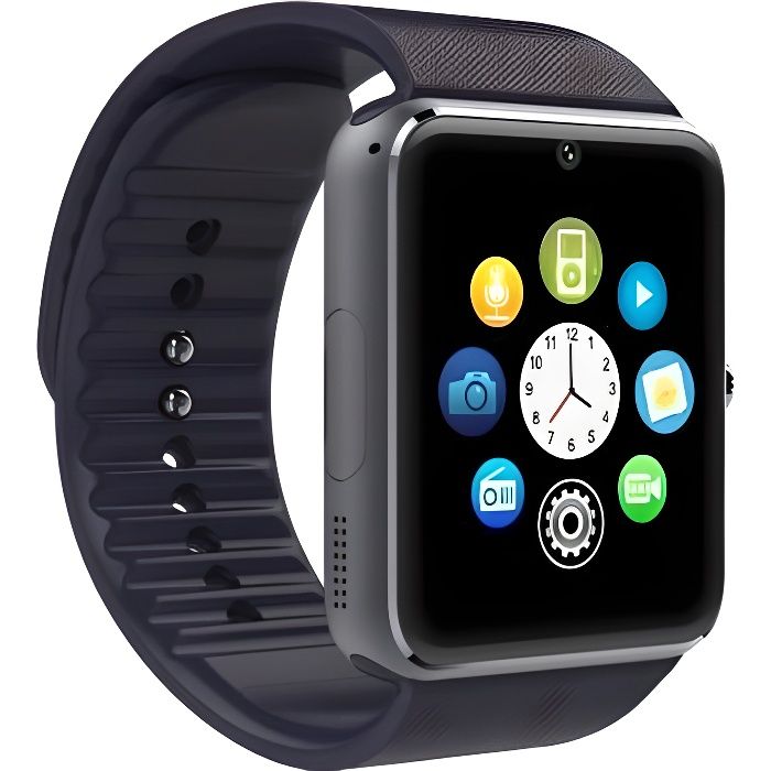 montre connectée bluetooth et intelligente noir compatible IOS et android