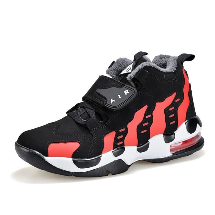Rouge Basket Chaussure de sport Homme d’hiver en velours chaud course respirant Entrainement Imperméable Sneakers Antidérapant