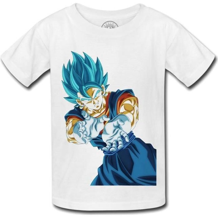 T-Shirt Enfant Dragon Ball Super Vegeta Super Saiyan Cheveux Bleus Kameha Anime Manga Japon
