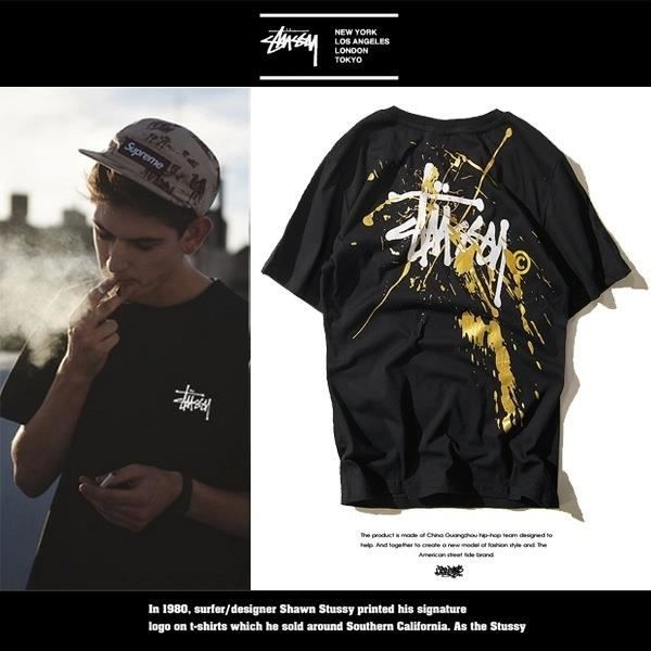 Summer Cotton Manche courted Tee Shirt Homme Street West Coast Stussy Homme Wear Loose Ink