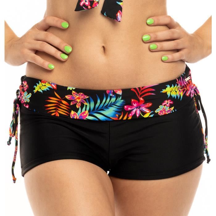 Shorty de Bain Noir/Fleurs Femme Sun Project
