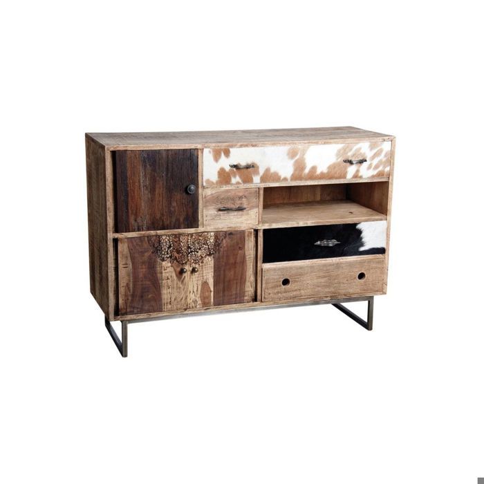 Buffet en bois et peau de vache