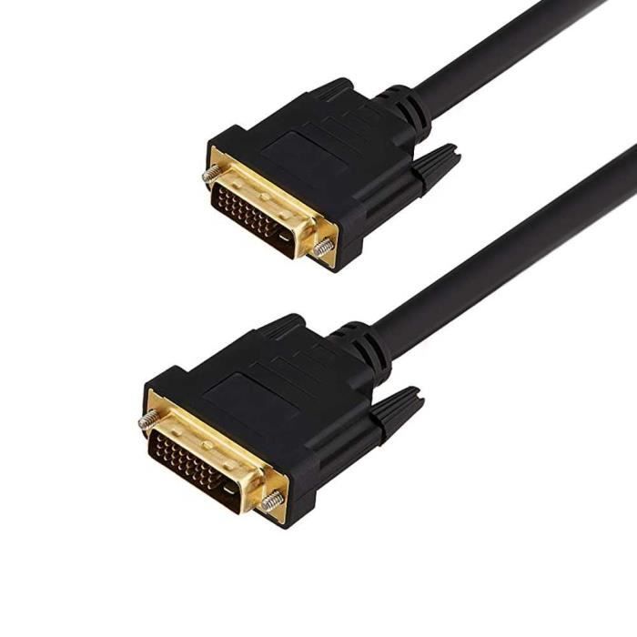 OCIODUAL Câble DVI-D DL Male-Male 1.5m 24+1 2K Full HD Noir Plaqué pour Écrans plats, Écrans CRT, Projecteurs et Vidéo