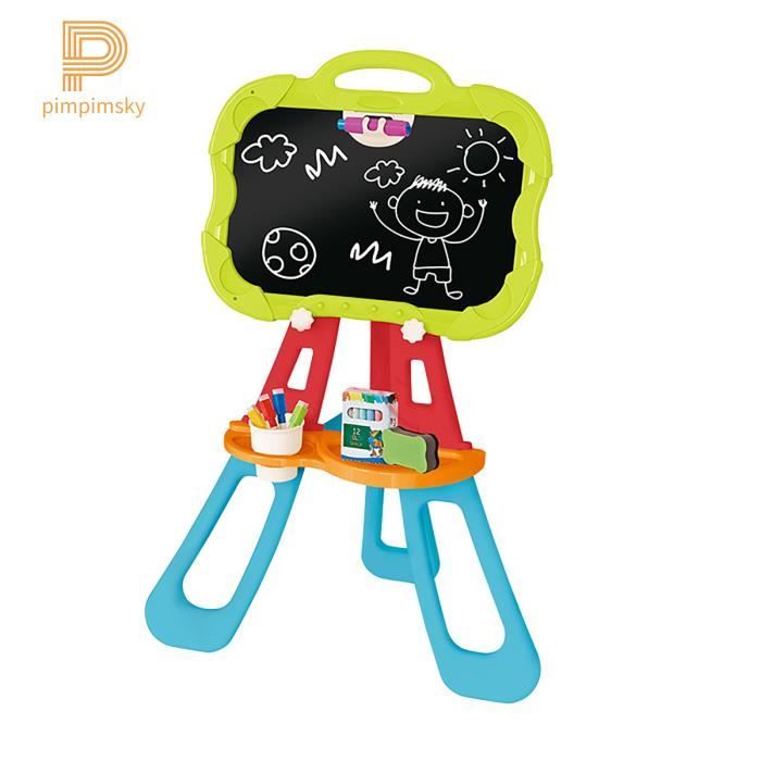 Tableau Enfant Double Face PIMPIMSKY Ajustable Magnétique avec Boîte de Rangement & Accessoires Educatif Chevalet Multifonctions