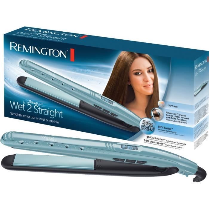 Remington S7300 Fer à Lisser Lisseur Wet2Straight Plaques Flottantes Advanced Ceramic Soin Anti-Frizz, sur Cheveux Mouillés ou Secs