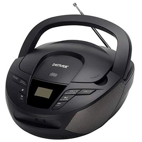 Denver TC-28BLACK. Lecteur CD Portable et Radio FM. Boombox Haut-parleurs 2 W. Entrée AUX.