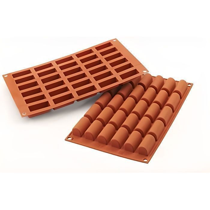 Silikomart 26.129.00.0060 SF129 Moule Forme Bûche Taille Mini 30 Cavités Silicone Terre Cuite SF129-C