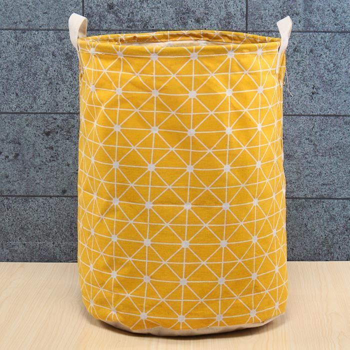 Panier à Linge Sale Etanche Rangement Vêtements Sac Seau de Stockage Gadget Finition Jouet Enfant Jaune