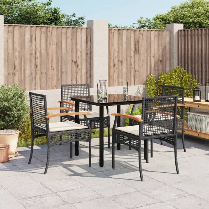 vidaXL Ensemble à Manger de Jardin avec Coussins 5pcs Table et Chaise de Terrasse Meubles de Patio Mobilier dExtérieur 3213604